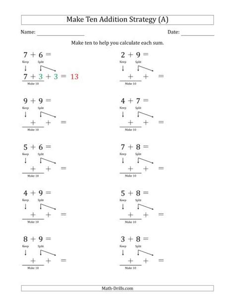 Make 10 Strategy With 3 Numbers Worksheet