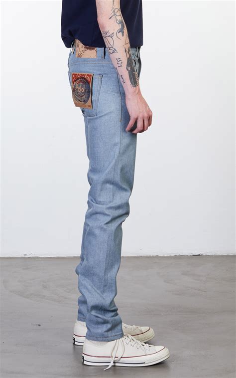 Naked Famous Denim Super Guy Recycled Selvedge 12 5oz Stone Pale
