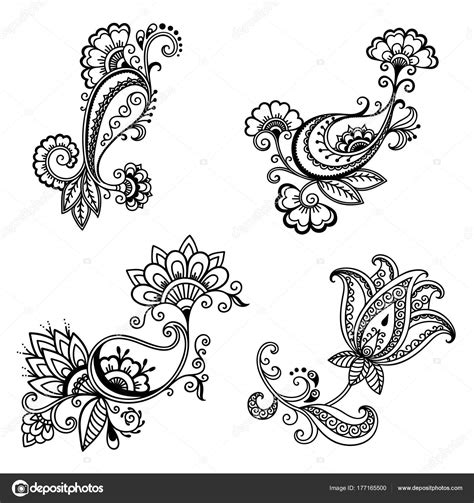 Henna tattoo flower template in indian style. Henna Tattoo Flower Template Indian Style Ethnic Floral ...