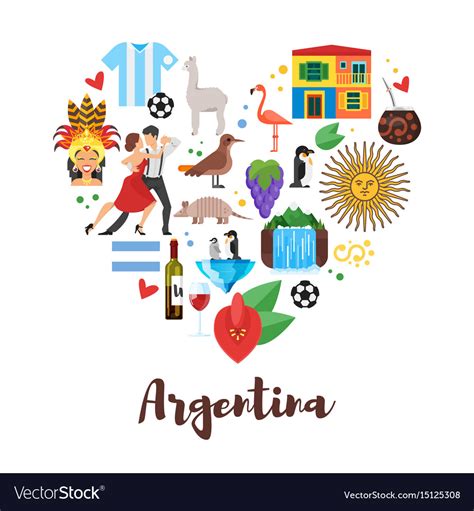 Argentina National Cultural Symbols Royalty Free Vector