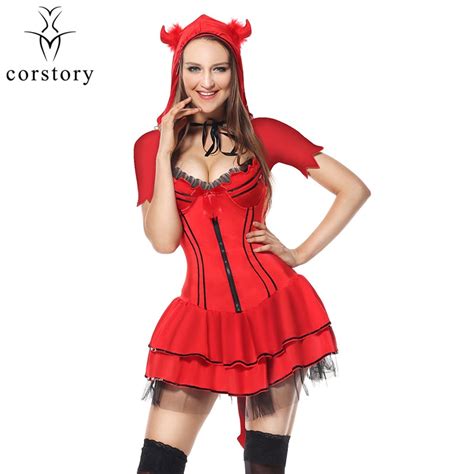 Buy Corstory Sexy Red Devil Costume Adult Burlesque Halloween Demon Cosplay