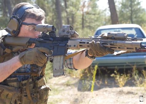 Garand Thumb On The Geissele Urgi Guns Tactical Airsoft M4 Carbine