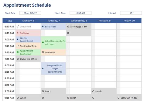 Download this conference room scheduling template for free here! Appointment Schedule Template for Excel