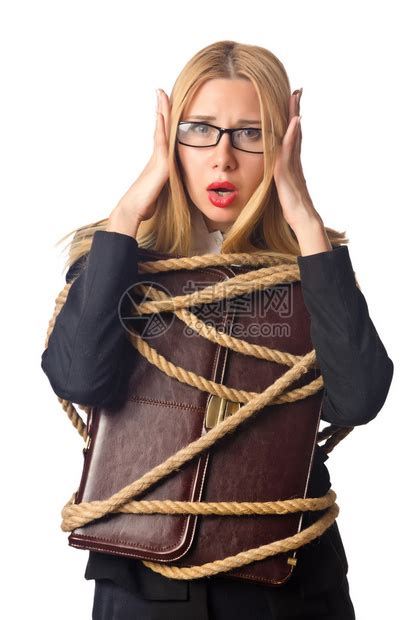 用绳子绑起来的女商人高清图片下载 正版图片507519340 摄图网