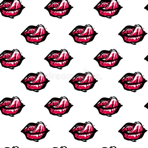 Vector Fashion Sketch Hand Drawn Graphic Kiss Red Lip Stock