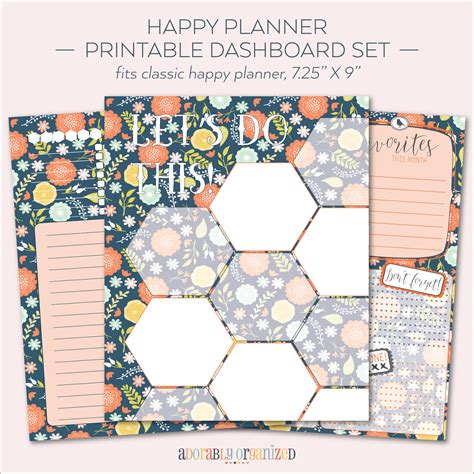 Happy Planner Printable Dashboard Planner Pages Inserts Etsy