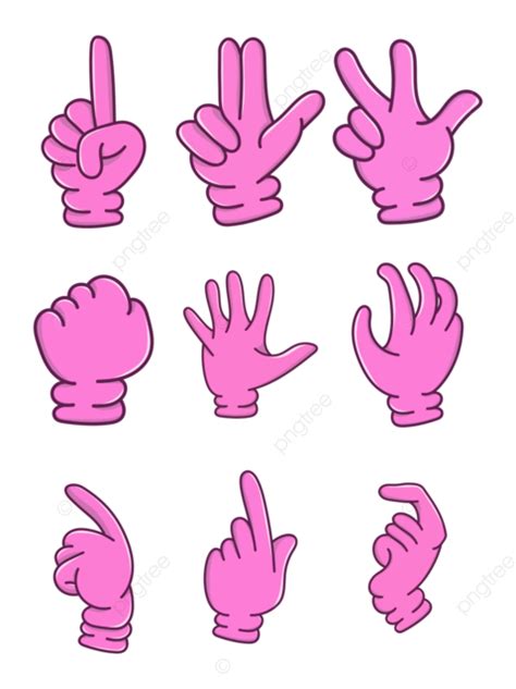 Vector Hand Painted Cartoon Counting Palm Gesture Fingers Decorative