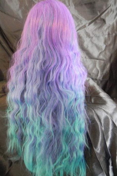 Pastel Ombre Pink Purple Blue Aqua Hair Wavy Pastel