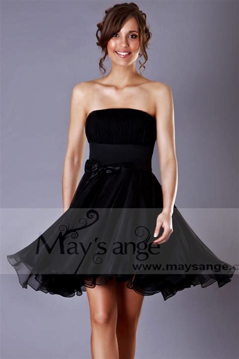 strapless black chiffon party dress