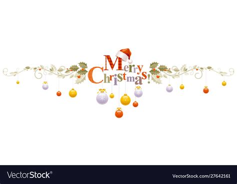 Merry Christmas Holiday Horizontal Banner Vector Image