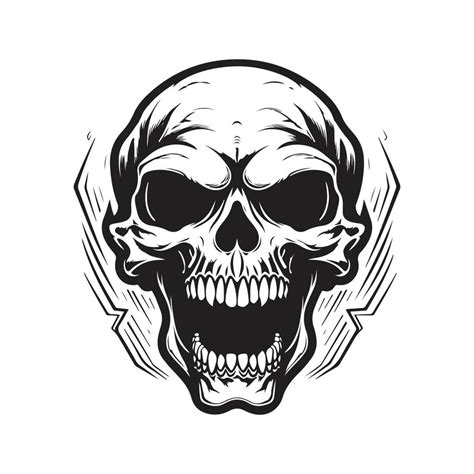 Screaming Skull Vector Concept Digital Art Hand Drawn Illustration