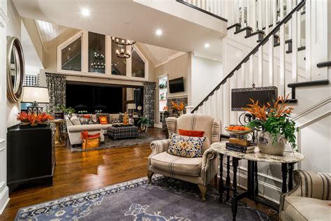 Rumson Luxury Estate Open Floor Plan Living Room Stairs Traditional