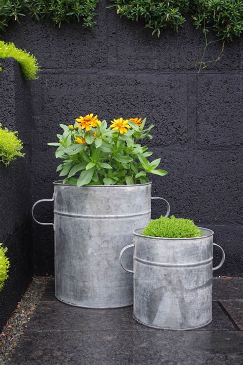 Galvanised Tub Planters With Handles Set Of 2 Vincent And Barn