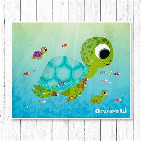 Sea Turtles Wall Art Nursery Print Kids Room Decor Etsy Turtle Wall