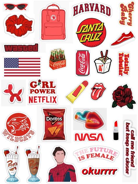 Red Sticker Pack ️ Tumblr Stickers Homemade Stickers Cute Stickers