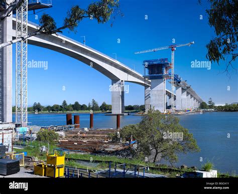 Construction Of The Second Gateway Bridge Brisbane Australia Stock