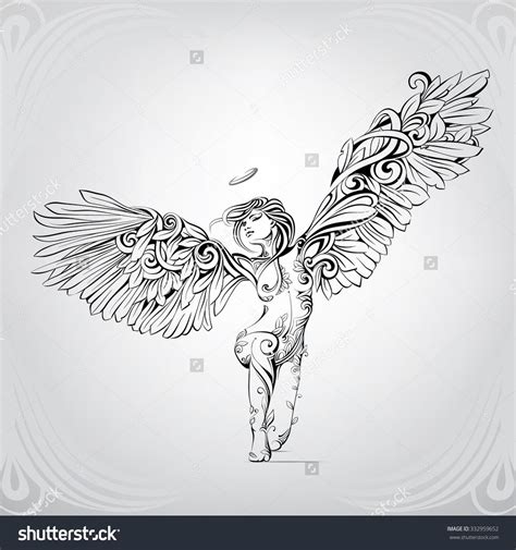 The Sitting Angel Stock Vector Illustration 332959652 Shutterstock
