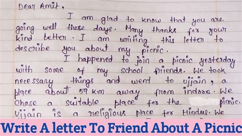 Write A Letter To Friend About A Picnic Write A Letter To Friend
