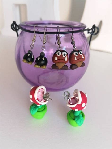 Pair Of Mario Bros Bomb Earrings Nintendo Fimo Earrings Bomb Etsy