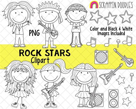 Rock Star Clipart Musician Clipart Rock Band Clipart Etsy