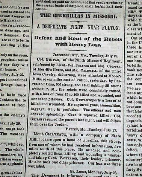 1862 Grand Junction Tennessee Civil War Newspaper