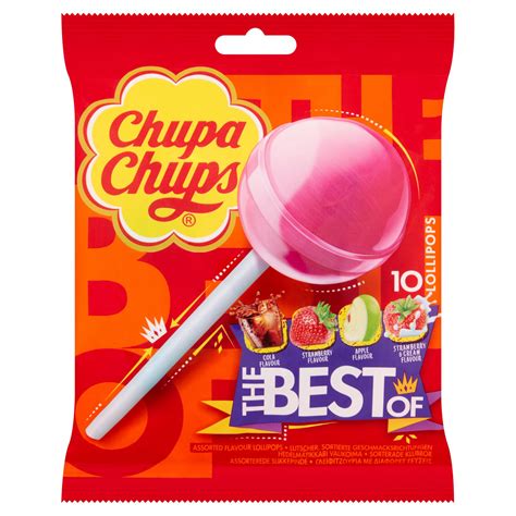 Chupa Chups The Best Of 10 Assorted Flavour Lollipops 120g Sweets Iceland Foods