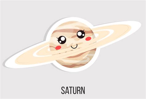 Dibujos Animados Lindo Planeta Saturno Aislado Sobre Fondo Blanco