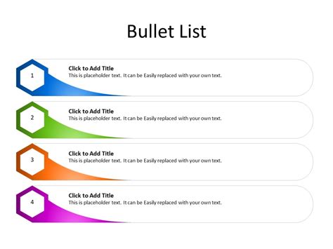 Ppt Slide Bullet List 4 Bullets Multicolor