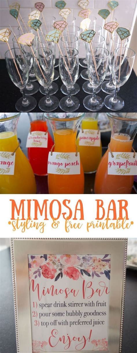 Mimosa Bar Styling And Free Printables For Sign And Juice Tags Ideas On