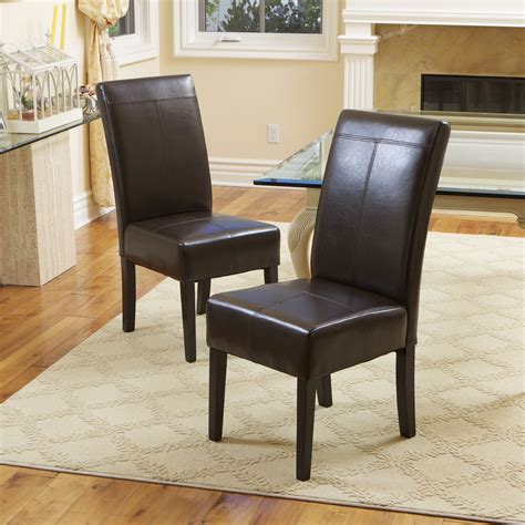 T Stitch Chocolate Brown Bonded Leather Dining Chair Set Of 6 By