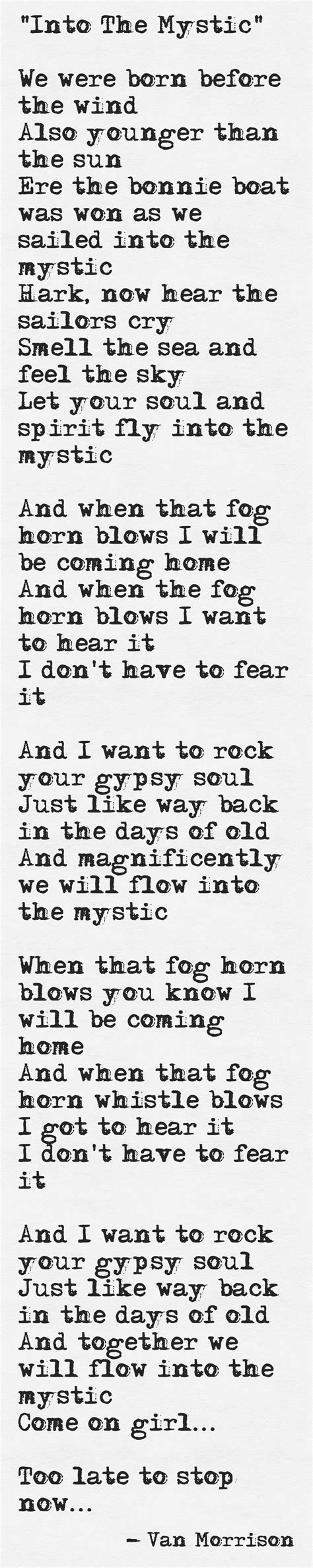 Into The Mystic Van Morrison Lyrics The Long Side Story