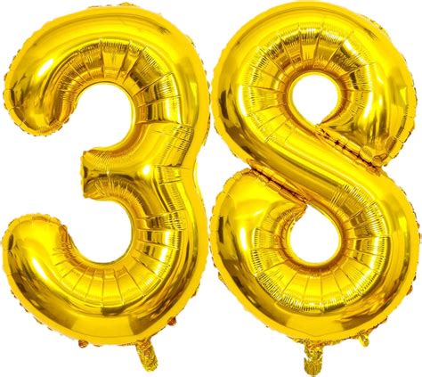 Gold Number 38 Balloons 32 Inch Digital Balloon Alphabet For 38th