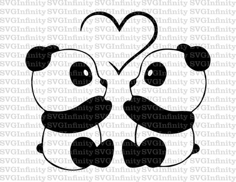 Pandas Und Herz Svg Valentinstag Svg Lustige Pandas Svg Etsy