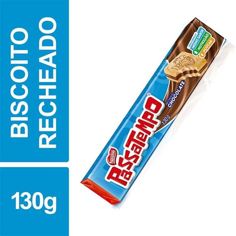 Kit 6 Passatempo Biscoito Recheado Sabor Chocolate 130g Extra