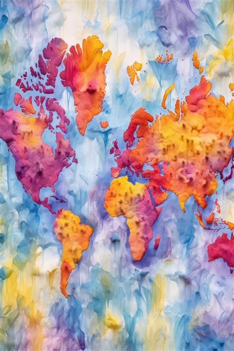 Premium Ai Image Watercolor World Map With Artistic Brush Strokes