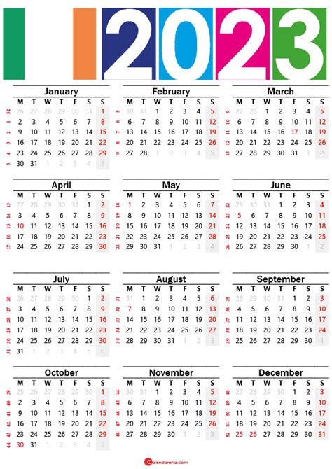 2021 Calendar Ireland Printable