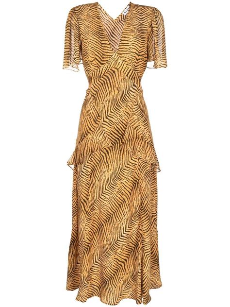 Buy Rixo Evie Tiger Print Maxi Dress Gold At Off Editorialist