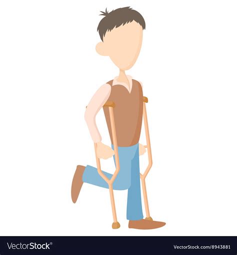 Man On Crutches Icon Cartoon Style Royalty Free Vector Image