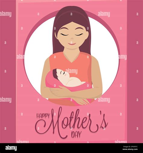 Mother Carrying Her Daughter Mother Day Poster Vector Stock Vector Image And Art Alamy