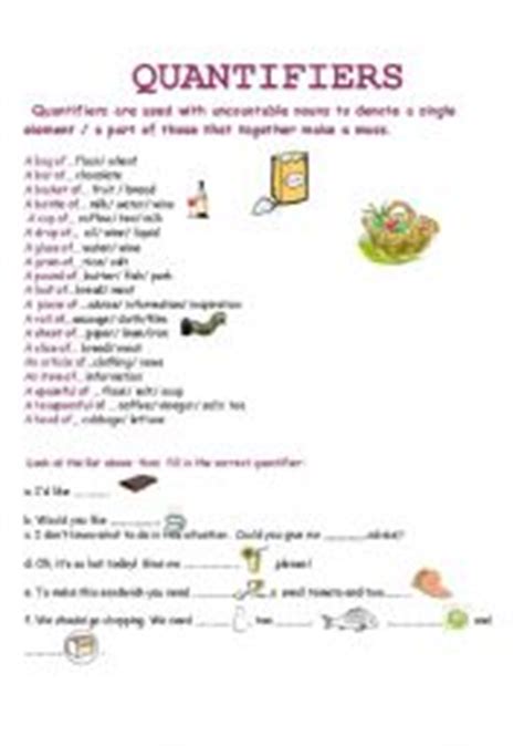 Quantifiers do you know when to use (a) few, (a) little, a lot and lots of? quantifiers - worksheet by gghionul