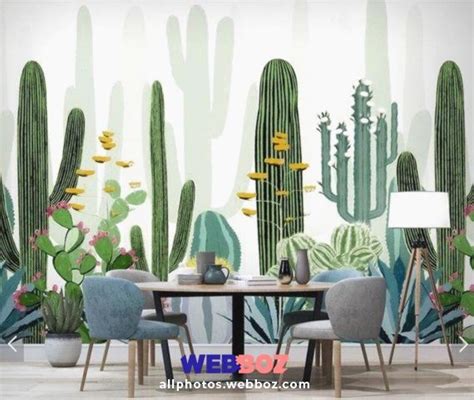 Cacti Flower Wallpaper Wall Mural Cactus Floral Murals Art Wall Decal