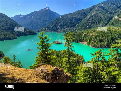 Turquoise Diablo Lake Seen From The Diablo Lake Overlook In North