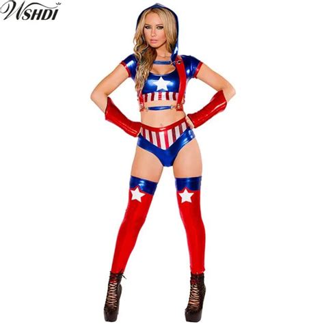 Buy Adult Captain America Female Superman Costume Halloween Cosplay Wonder