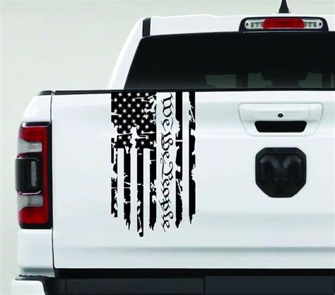 Distressed We The People American Flag Tailgate Vinyl Decal Etsy