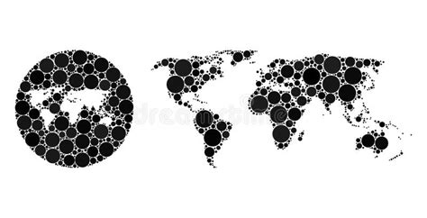 Inverted And Usual Mosaic World Map Of Circles Stock Vector