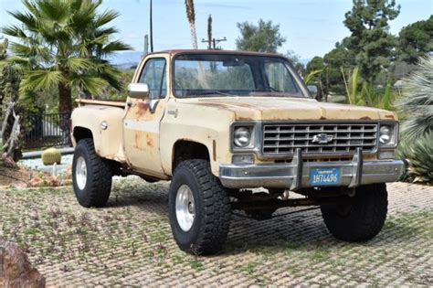 1975 Chevy Long Bed Stepside 4x4 Pick Up Lifted Truck Fun Rat Rod Truck
