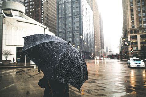 Black And Gray Umbrella Umbrella City Rain Hd Wallpaper Wallpaper