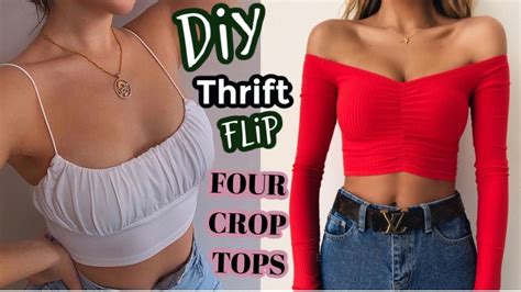 Diy Crop Tops From Old T Shirts Thrift Flips Square Neck Bardot L Diy Crop Top