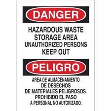 Brady Part Bilingual Danger Hazardous Waste Storage Area