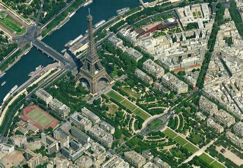 An Aerial Photograph Of The Eiffel Tower In Paris France And